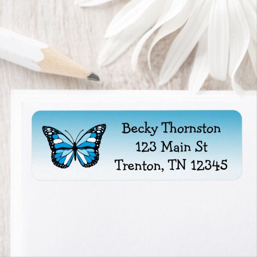 Blue Butterfly Return Address Label (Insitu)