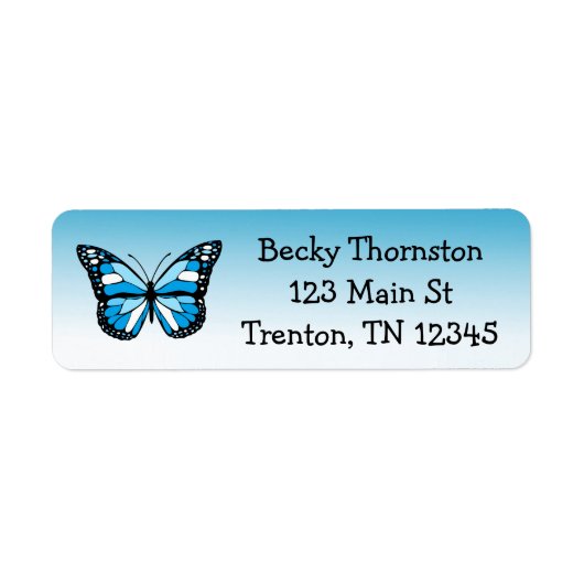 Blue Butterfly Return Address Label (Voorkant)