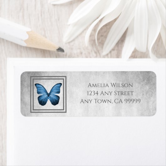 Blue Butterfly Return Address Label (Insitu)