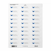 Blue Butterfly Return Address Label (Full Sheet)