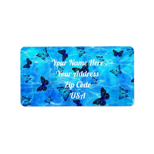 Blue Butterfly Return Address Labels (Voorkant)