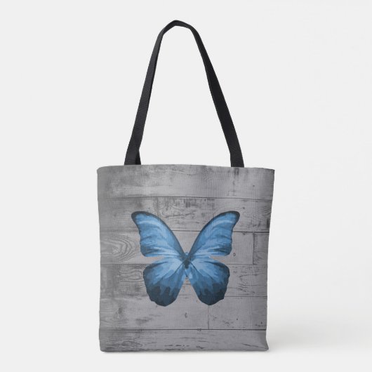 Blue Butterfly Rustic Canvas tas op maat (Achterkant)