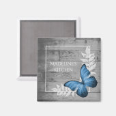 Blue Butterfly Rustic Magnet Magneet (Voorkant / Achterkant)