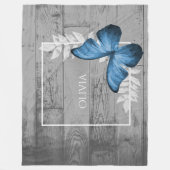 Blue Butterfly Rustic Personal Fleece Blanket Deken (Voorkant)