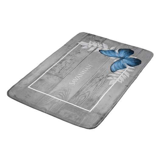 Blue Butterfly Rustic Specialized Bath Mat (Gekanteld)