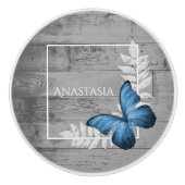 Blue Butterfly Rustic Specialized Ceramic Knob. Keramische Knop (Voorkant)