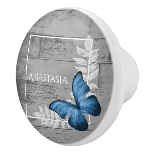 Blue Butterfly Rustic Specialized Ceramic Knob. Keramische Knop (Rechts)