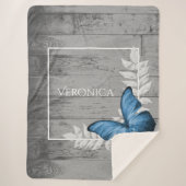 Blue Butterfly Rustic Specialized Sherpa Blanket Sherpa Deken (Voorkant)