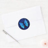 Blue Butterfly-sticker Ronde Sticker (Envelop)