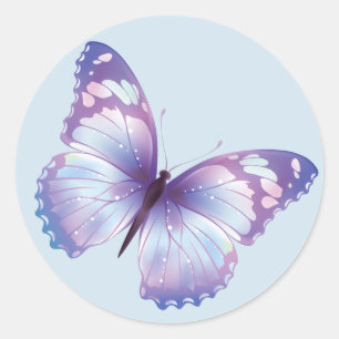 Blue Butterfly-sticker Ronde Sticker