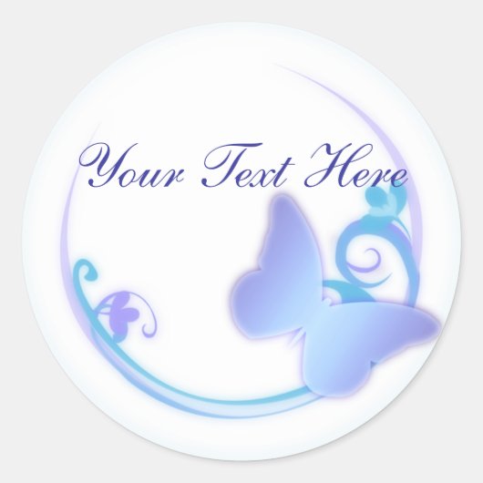 Blue Butterfly-stickers Ronde Sticker (Voorkant)