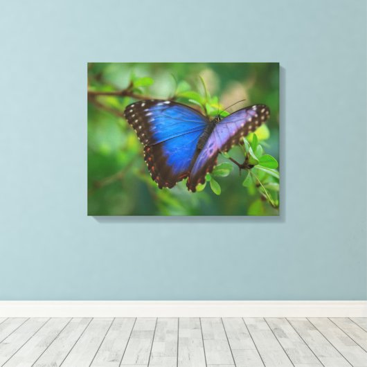Blue Butterfly Stretched Canvas Afdruk (Insitu (Houten vloer))