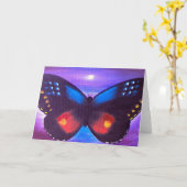 Blue Butterfly Sunset Schilderij - Multi Kaart (Gele Bloem)