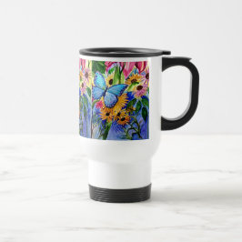 Blue Butterfly Travel Mug Reisbeker