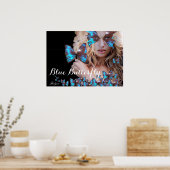 BLUE BUTTERFLY VROUW POSTER (Keuken)