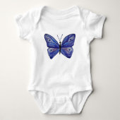 Blue Butterfly Waterverf Baby Jersey Bodysuit (Voorkant)