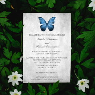 Blue Butterfly Wedding Uitnodiging