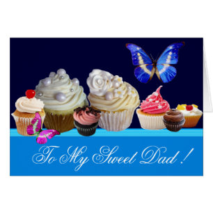 BLUE BUTTERFLY,YUMMY CUPCAKES SWEET FATHER'S DAY