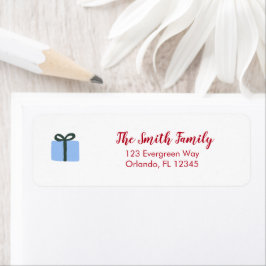 Blue Cadeau Illustration Return Address Label