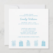 Blue Cadeaus (Boy) Baby shower uitnodiging (Achterkant)
