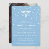 Blue Caduceus Infirmière Invitations de graduation (Devant / Derrière)