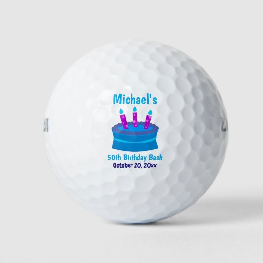 Blue Cake 50th Birthday Party Favor Golfballen (Voorkant)