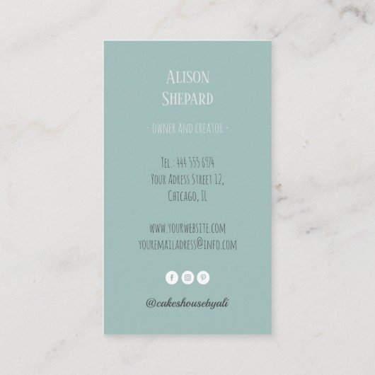 Blue Cake, Cupcake Cartes de visite (Dos)