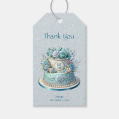 Blue Cake Flowers Gift Label Cadeaulabel (Voorkant)