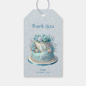 Blue Cake Flowers Gift Label Cadeaulabel (Achterkant)