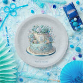 Blue Cake Flowers Papier Bord (Feest)
