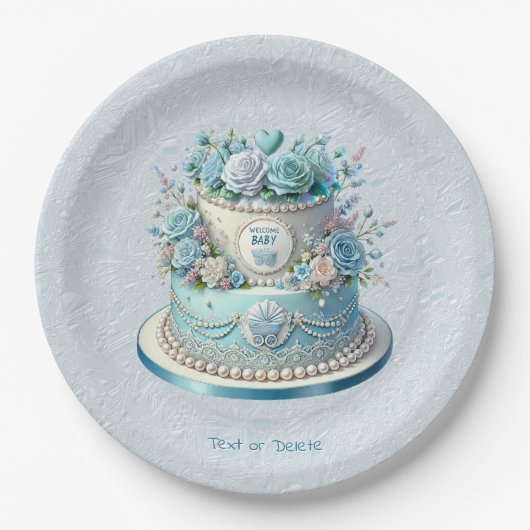 Blue Cake Flowers Papier Bord (Voorkant)