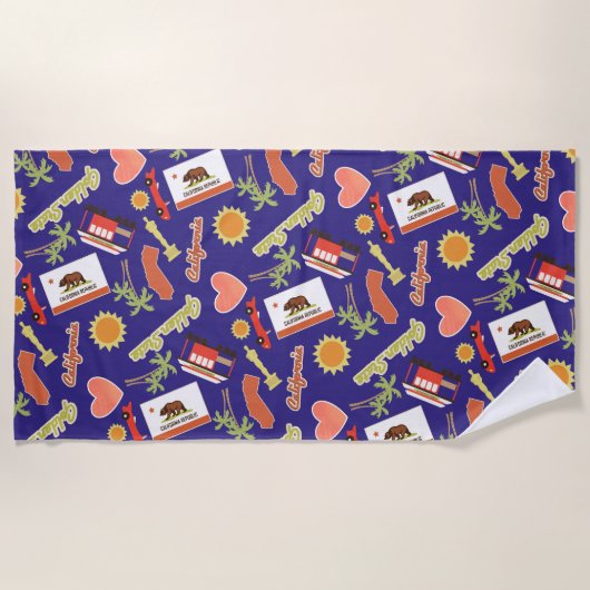 Blue California Fun Pattern Strandlaken (Voorkant)