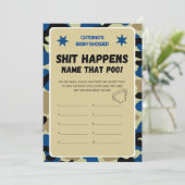 Blue Camo Baby shower - bewerkbare naam, 5x7 Invit Kaart (Staand voorkant)