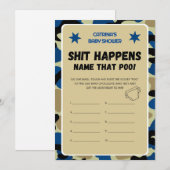 Blue Camo Baby shower - bewerkbare naam, 5x7 Invit Kaart (Voorkant / Achterkant)