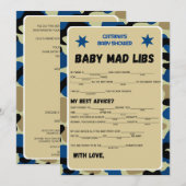 Blue Camo Baby shower - bewerkbare naam, 5x7 Kaart (Voorkant / Achterkant)