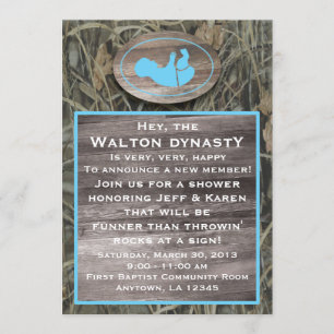 Blue Camo Baby shower Invitation Kaart