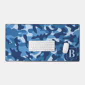 Blue Camo gepersonaliseerde moderne monogram camou Bureaumat (Keyboard & Muis)