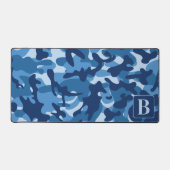 Blue Camo gepersonaliseerde moderne monogram camou Bureaumat (Voorkant)