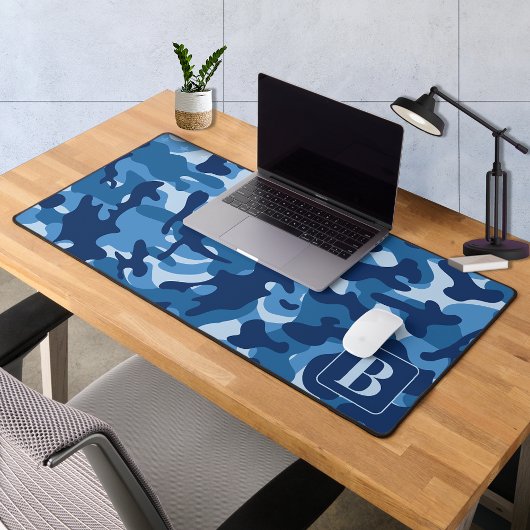 Blue Camo gepersonaliseerde moderne monogram camou Bureaumat