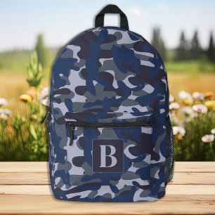 Blue Camo gepersonaliseerde Monogram Marine Camouf Bedrukte Rugzak