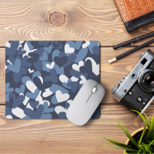 Blue Camo Hearts   Camo Hearts Mousepad Muismat