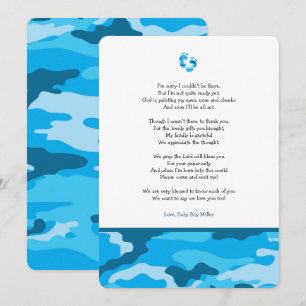 Blue Camo meisje gedicht baby shower dank u opmerk Kaart