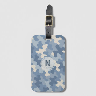 Blue Camo Militair Monogram Bagagelabel