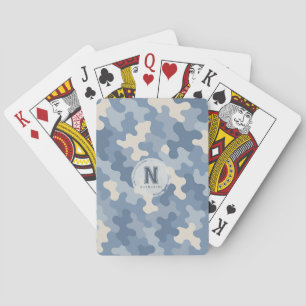 Blue Camo Militair Monogram Pokerkaarten