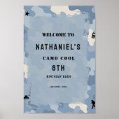Blue Camo Militaire Verjaardag welkomstbord Poster (Voorkant)
