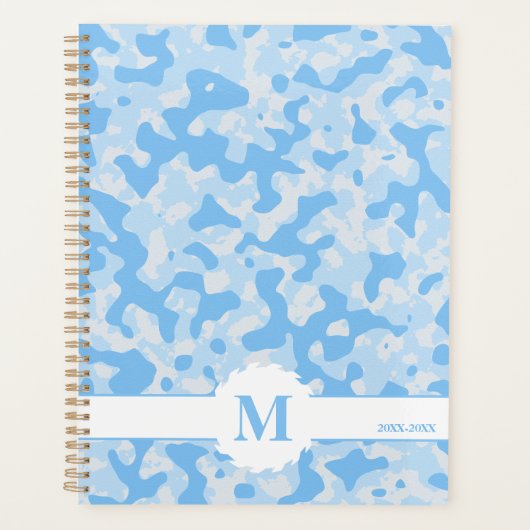 Blue Camo Pattern Abstract Art Decor Design Planner (Voorkant)