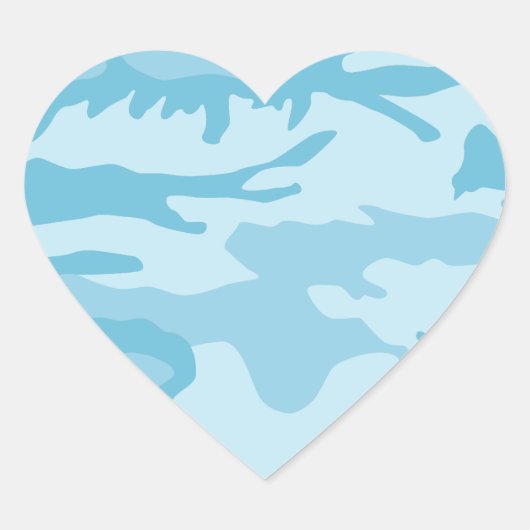 Blue Camo Pattern Hart Sticker (Voorkant)