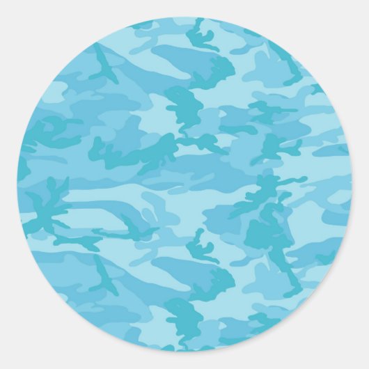 Blue Camo Ronde Sticker (Voorkant)