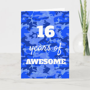 Blue Camouflage 16th Birthday Kaart