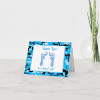 Blue Camouflage Baby shower Dank u kaarten